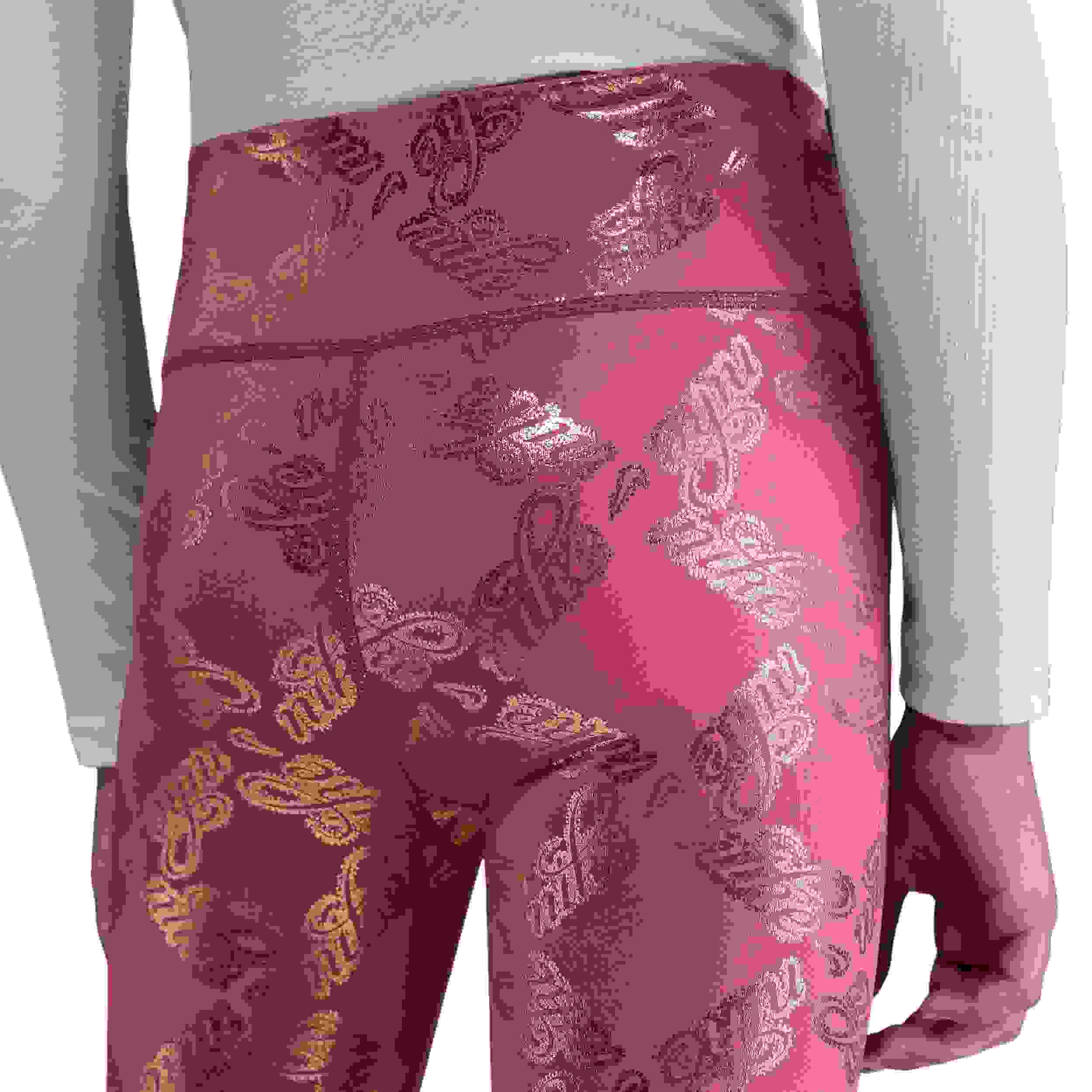 Nike One Dri-FIT Big Girls' Beet Purple/Gold Printed Leggings